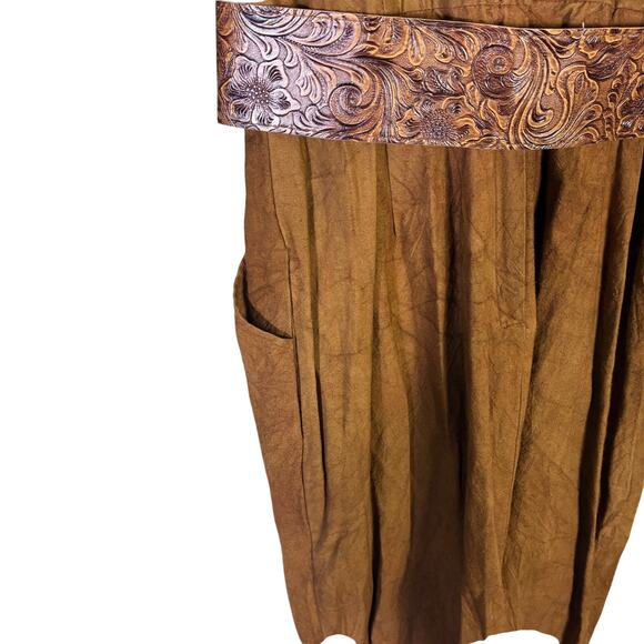 VTG Rabbit Rabbit Rabbit Designs Maxi Dress Sz 6 Brown Cotton Belted Western - Picture 8 of 9